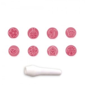 kit mini carimbos jardim encantado rosa bebÊ c/9 peÇas 9120