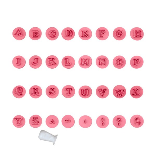 kit mini carimbos letras fofas 2cm rosa bebÊ c/33 peÇas 11806