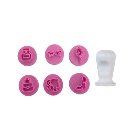 kit mini carimbos feminino 2cm rosa bebÊ c/7 peÇas 11831