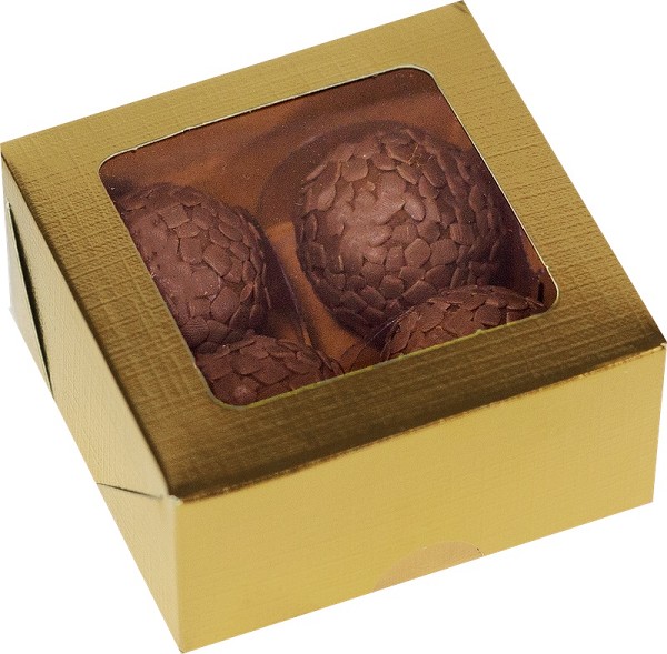 caixa ideia dourada com visor para 4 doces 8x8x4cm cÓd.4668 11931