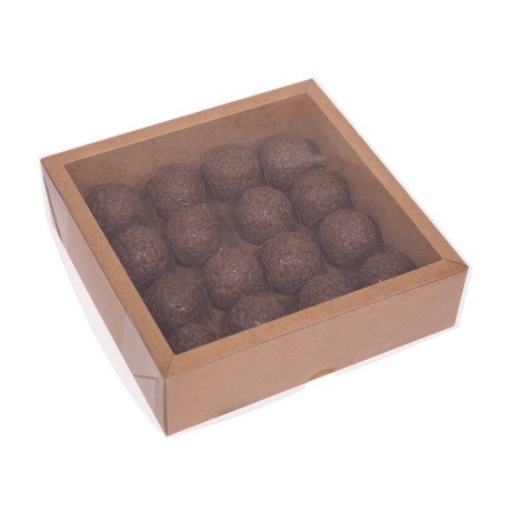 caixa moldura para 16 doces kraft 16x16x5cm ideia cÓd.4645 12054