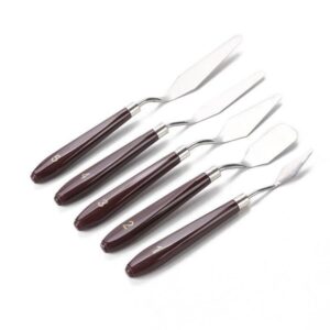 kit espÁtulas de inox para pintura artÍstica c/5un silver plastic 12410