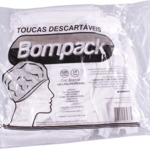 touca tnt branca sanfonada c/100un bompack 5813