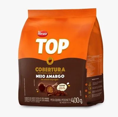 cobertura top gotas meio amargo 400g harald 13348