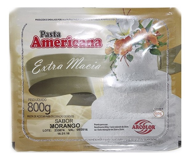 pasta americana branca sabor morango arcolor 800g 2434