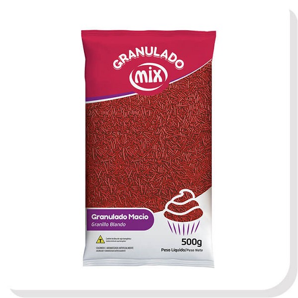 granulado colorido macio vermelho 500g mix 4196