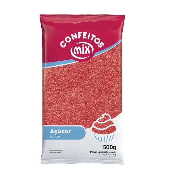 aÇÚcar colorido vermelho 500g mix 9111
