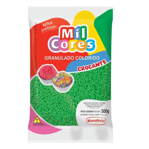 granulado colorido crocante verde 500g mavalÉrio 8953