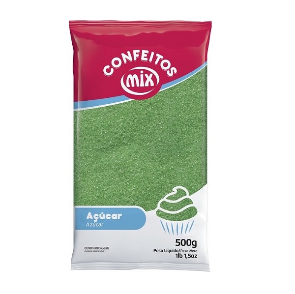 aÇÚcar colorido verde 500g mix 9110