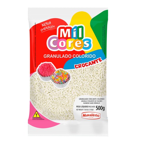 granulado colorido crocante branco 500g mavalÉrio 8951