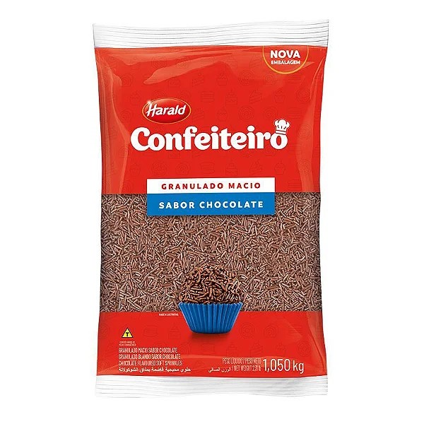 granulado macio sabor chocolate confeiteiro 1,05kg harald 13442