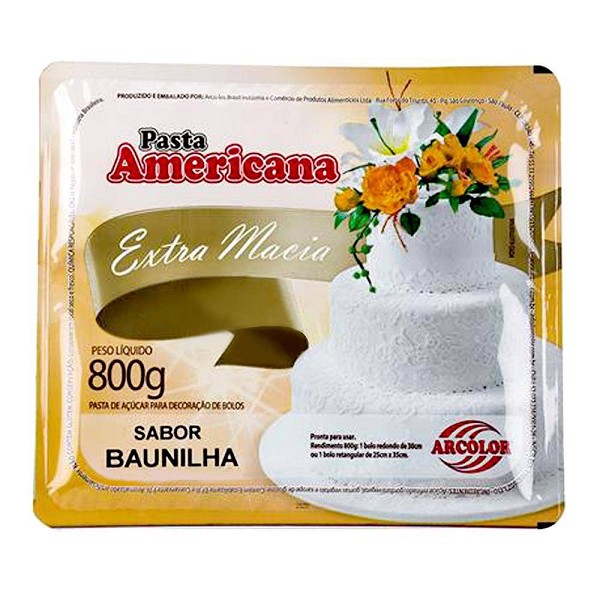 pasta americana branca sabor baunilha 800g arcolor 4338